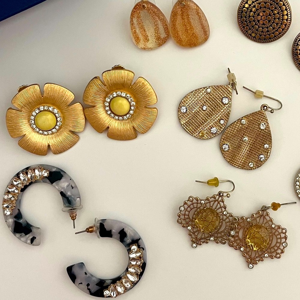 •8 PAIRS of unique Gold-Toned earrings